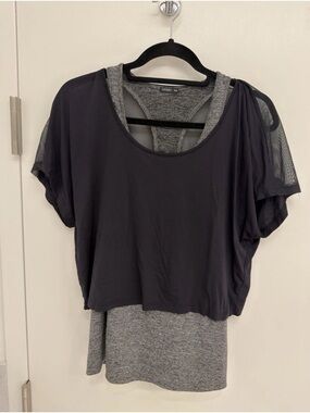 Oysho Two In One Yoga Top Black Sheer
Size M Activewear